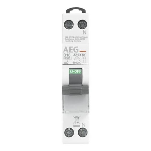 4TQA694395R0000 AEG LS 13/1N/C Leitungsschutzschalter 1+N 1TE 13A C Produktbild Additional View 1 L