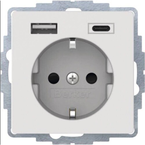 48046089 Berker BERKER Q.x SSD mit 1x USB A/1x USB C polarweiß samt Produktbild Additional View 1 L