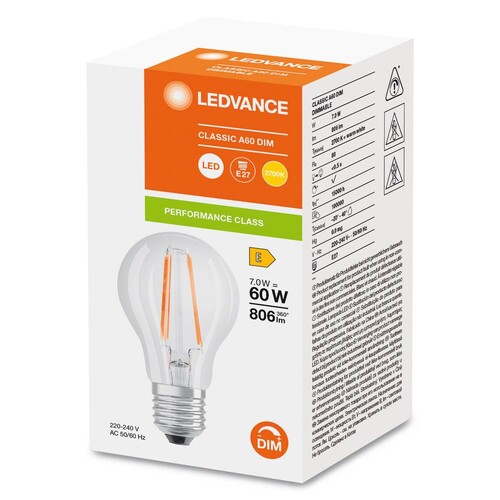 4099854054396 Ledvance LEDCLA60 DIM 7W 827 FILCL E27 P Produktbild Additional View 2 L