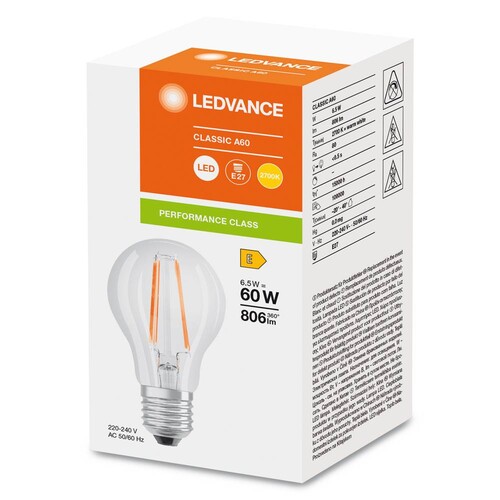 4099854062582 Ledvance LED CLA60 6.5W 827 FILCL E27 P Produktbild Additional View 2 L