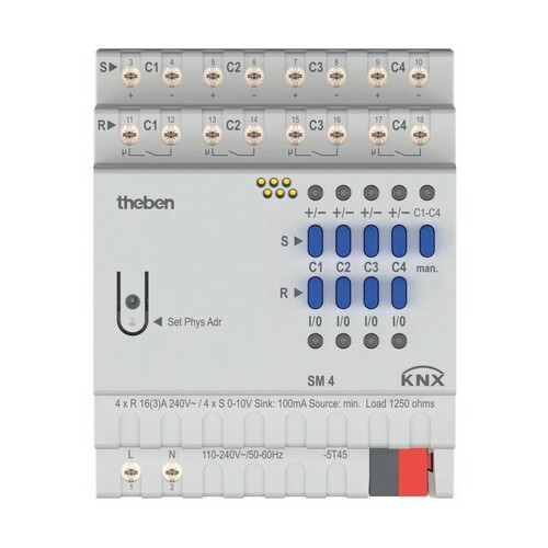 4940310 Theben KNX Schalt-/Dimmaktor 4- fach, zur Ansteuerung von elektrischen  Produktbild Front View L