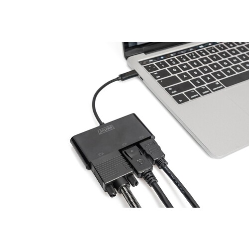 DA-70859 Digitus USB C 3in1 Triple Monitor Adapter (HDMI, DP, VGA) Produktbild Additional View 6 L