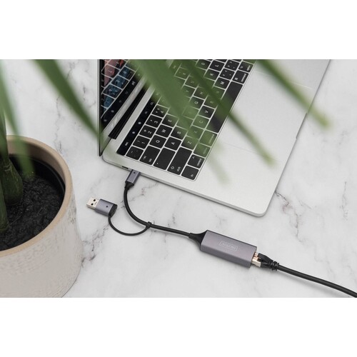 DN-3028 Digitus USB Type C Gigabit Ethernet Adapter 2.5G USB C + USB A Produktbild Additional View 7 L