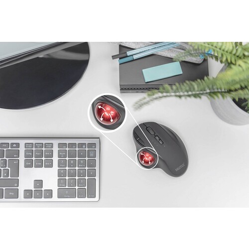 DA-20156 Digitus DA 20156 Wireless Ergonomic Optical Trackball Mouse, red  Produktbild Additional View 6 L