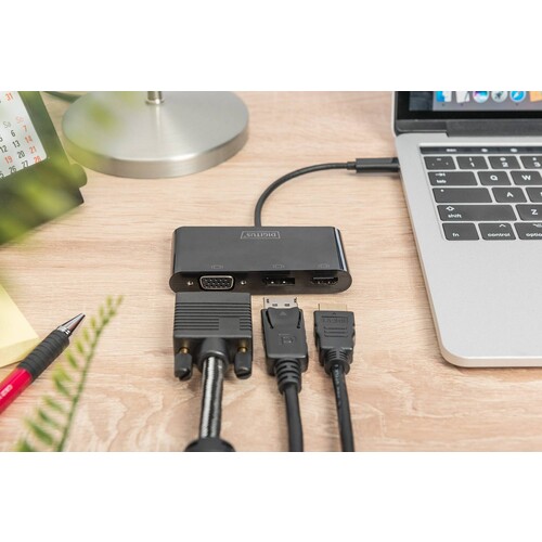 DA-70859 Digitus USB C 3in1 Triple Monitor Adapter (HDMI, DP, VGA) Produktbild Additional View 7 L