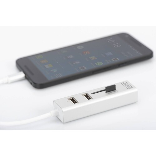 DA-70243 Digitus USB Hub  3x USB+SD+MicroSD USB Typ C Anschluß, Alum Produktbild Additional View 4 L