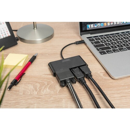 DA-70859 Digitus USB C 3in1 Triple Monitor Adapter (HDMI, DP, VGA) Produktbild Additional View 8 L