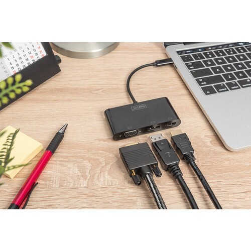 DA-70859 Digitus USB C 3in1 Triple Monitor Adapter (HDMI, DP, VGA) Produktbild Additional View 9 L