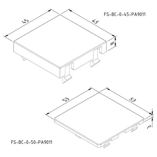 15651 Trayco FS-BC-0-45-PA9011 Blinddeckel f. Gerätebecher Modul 45 Produktbild Front View L