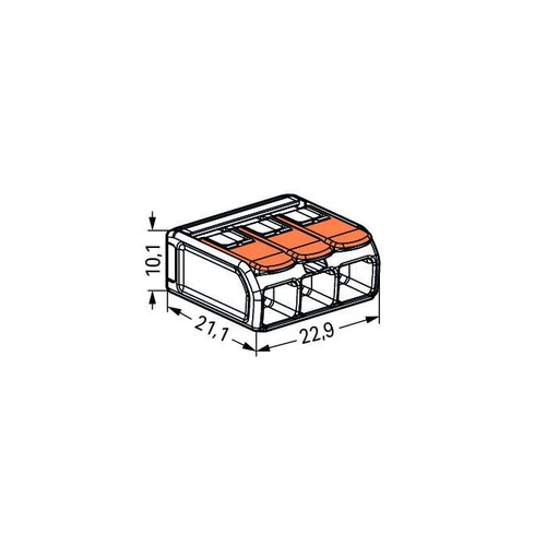 221-613 Wago COMPACT-Verbindungsklemme 3-Leiter-Klemme 6mm² transparent m.Hebel Produktbild Additional View 1 L