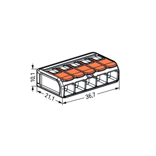 221-615 Wago COMPACT-Verbindungsklemme 5-Leiter-Klemme 6mm² transparent m.Hebel Produktbild Additional View 1 L