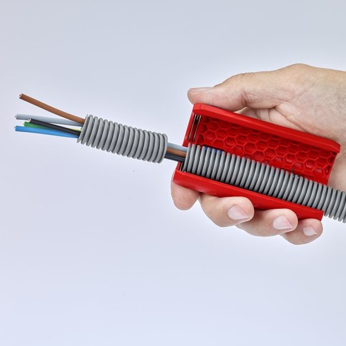 90 22 02 SB Knipex TwistCut Wellrohrsch- neider 100 mm, mit Abisolierklingen Produktbild Additional View 2 L