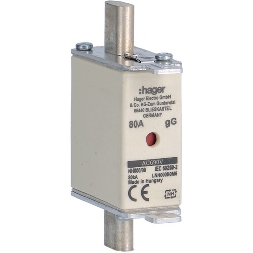 LNH00080M6 HAGER NH-Sicherungseinsatz NH00 gG 690V 80A Produktbild Additional View 1 L