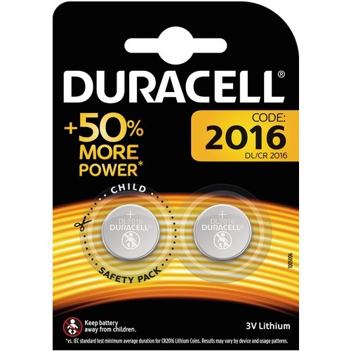 5000394203884 Duracell Lithium 2016 B2 Knopfzellenbatterie 3V 2 Stk.-Blister Produktbild Front View L