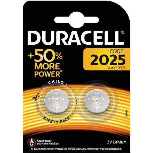 5000394203907 Duracell Lithium 2025 B2 Knopfzellenbatterie 3V 2 Stk.-Blister Produktbild Front View L