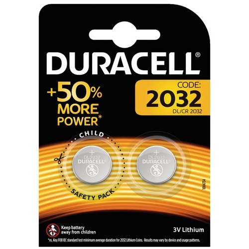5000394203921 Duracell Lithium 2032 B2 Knopfzellenbatterie 3V 2 Stk.-Blister Produktbild Front View L