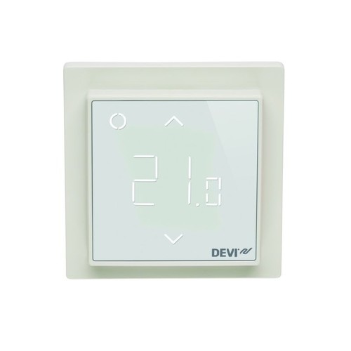 140F1141 DEVIreg Smart Uhrenthermostat reinweiß RAL9010 Design m. AppSteuerung Produktbild Front View L