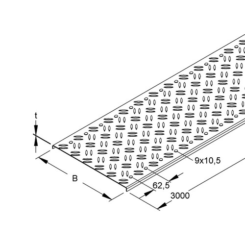 132225 Niedax RDRS 100-2.0 S Deckel für Kabelrinne rutschsicher 105x3000mm t=2mm Produktbild Front View L
