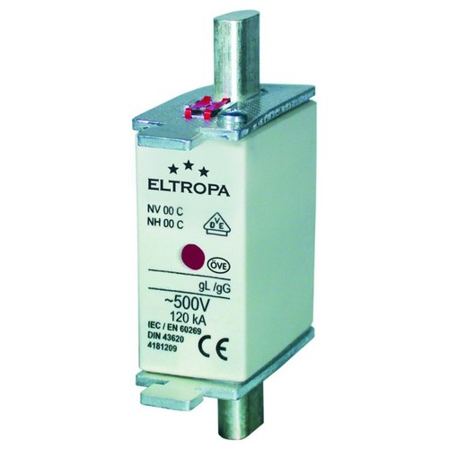 12213329 Eltropa NH Sicherungseinsatz gLgG NH000/00 10A 500V AC / DC 220V Produktbild Front View L