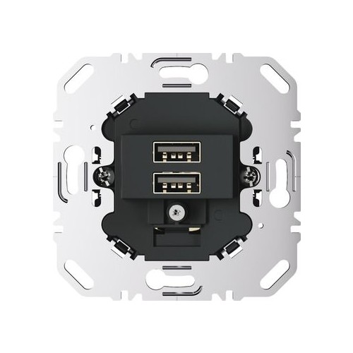 260205 Berker BERKER USB Ladesteckdose 230 V  2fach mit Tragring eckig  anthra Produktbild Additional View 2 L